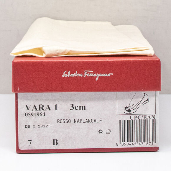 Salvatore Ferragamo Vara Red Patent Leather Heels, Size 7 B - Picture 7 of 8